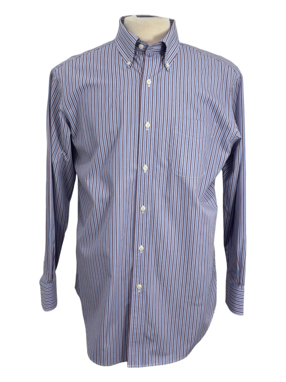 Lauren Ralph Lauren Shirt Men 16 32/33 Blue Stripe Button Long Sleeve Business